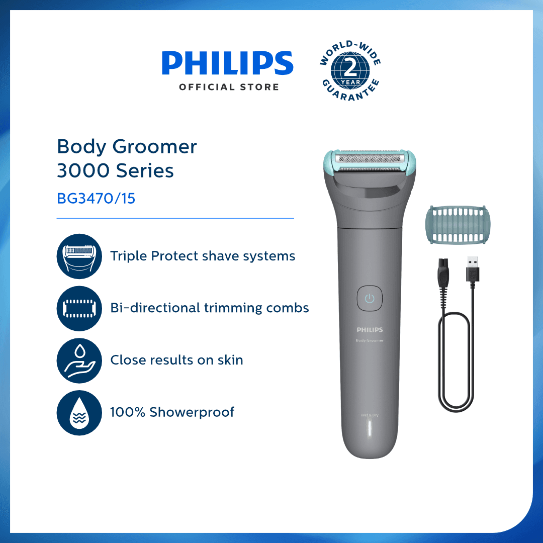Philips BodyGroom Series 3000 BG3470/15 (Electric Shaver for Men, Hair Trimmer, Showerproof, Fully Washable)