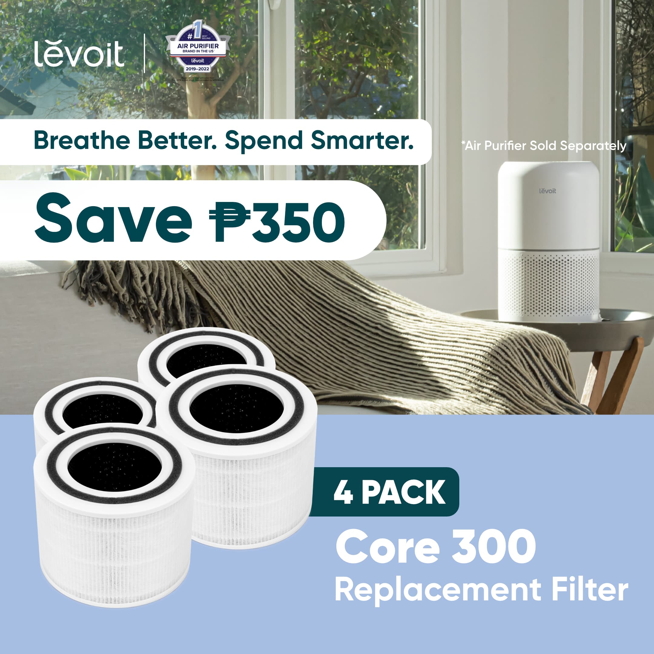 4 x Levoit Core 300 Replacement Filter Bundle