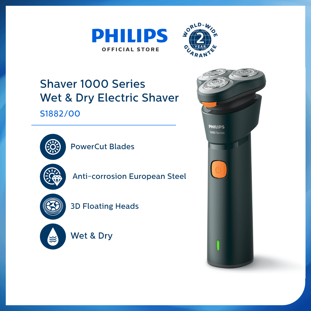 Philips Shaver Series 1000 Green - S1882/00 (Electric Shaver for Men, Rechargeable, Waterproof)
