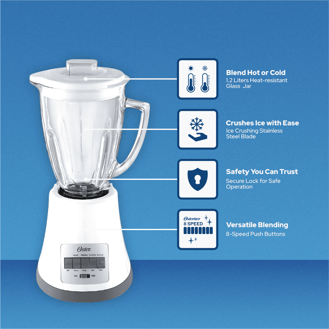Oster 8-Speed Blender with All-Metal Drive™ System, 450 watts, Blender Shaker, Grinder, Food Chopper - Lorikeet